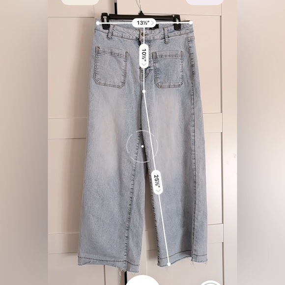 Frye wide leg crop denim jeans light wash size 28 stretch Laid Back Denim - Picture 6 of 6